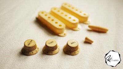 Heavy Aged/Reliced Creme Pickup Cover Knobs Switch Set for Strat Stratocaster