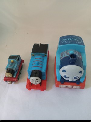 3 Thomas Trains 2016 Lg. w/Sound 2013 Med. Plastic 2002Sm. Metal See Description