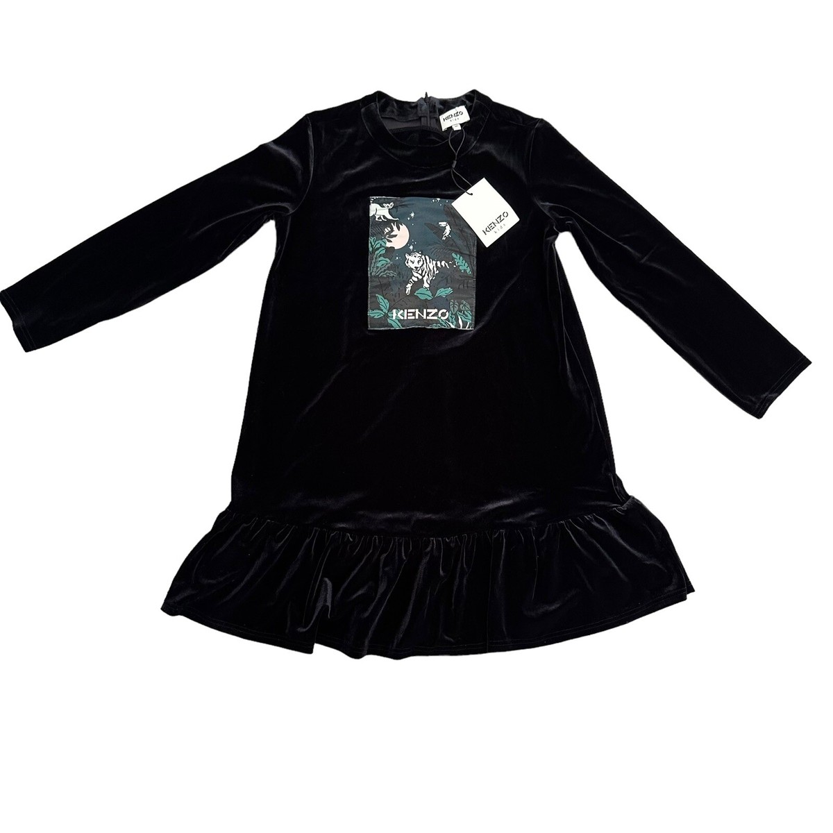 KENZO Kids Girls Velvet Long Sleeve Dress 14A KENZO Kids Girls Velvet Long Sleeve Dress 14A