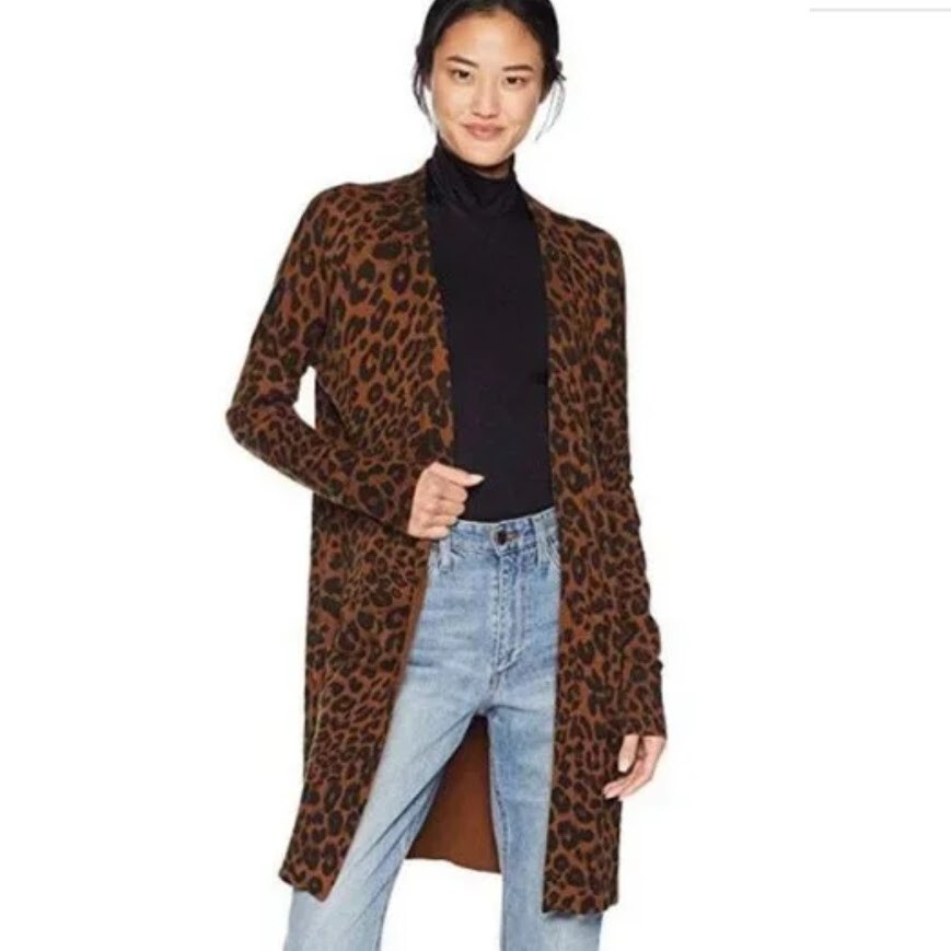 SANCTUARY Lenox Cardigan Sweater, Brown Black Cheetah Leopard