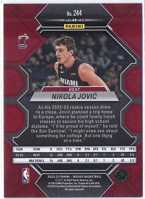 Nikola Jovic 2022-23 Panini Mosaic Silver Mosaic Prizm