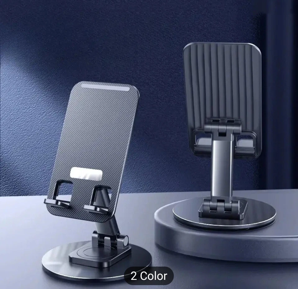 360° Rotating Folding Metal Phone Desktop Holder Tablet Desk Stand Portable - Image 2 of 4