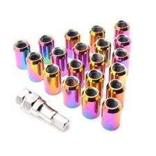 20PCS M12 x 1.5 Neo Chrome Rounded Tuner Racing Steel Wheel Lug Nuts For Toyota