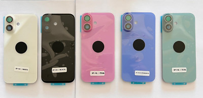 Für iPhone 16 Ersatz Rückseite Backglas mit Kameralinse & Halterungen