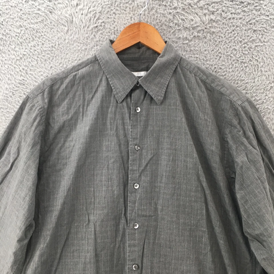 Halogen Button Up Shirt Top Mens Large Gray Dolman Long Sleeve Collared Casual - Image 2 of 4