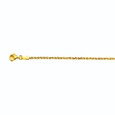 10k Yellow Gold 1.5mm Solid D/cut Rope Chain Bracelet Size 7"-9"