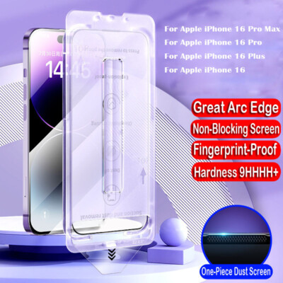 2x Pack iPhone 16 15 14 13 Pro Max Glass Screen Protector Magic Auto Alignment