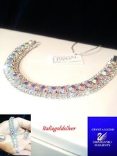 Bracciale Donna Tennis SWAROVSKI ORIGINALI Rodiato Argento 925 Cristalli oro new