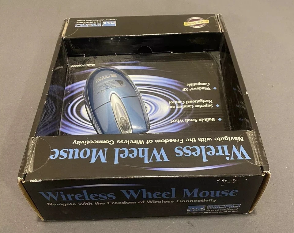 Vintage 2002 Micro Innovations PD680RF Wireless Wheel Mouse RF NIB Blue - Image 3 of 4