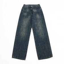 Jeans Uomo Loose Dritti In Denim Lavati Retro Hip Hop Streetwear Casual