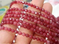 Natural 4mm Brazil Faceted Red Jade Round Gemstone Loose Beads 15"