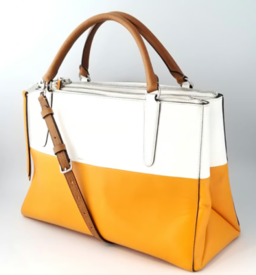 Coach Orange and Chalk Borough Triple Compartment Satchel Zip