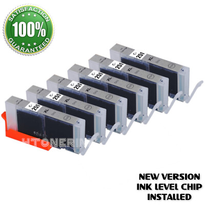 6 Pack CLI-251XL Gray Ink Cartridge For Canon Pixma MG6320 IP8720 MG7120 MG7520
