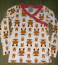 HANNA ANDERSSON girls pink FOX PAJAMA SLEEPWEAR TOP SHIRT size USA 4 EURO 100 CM