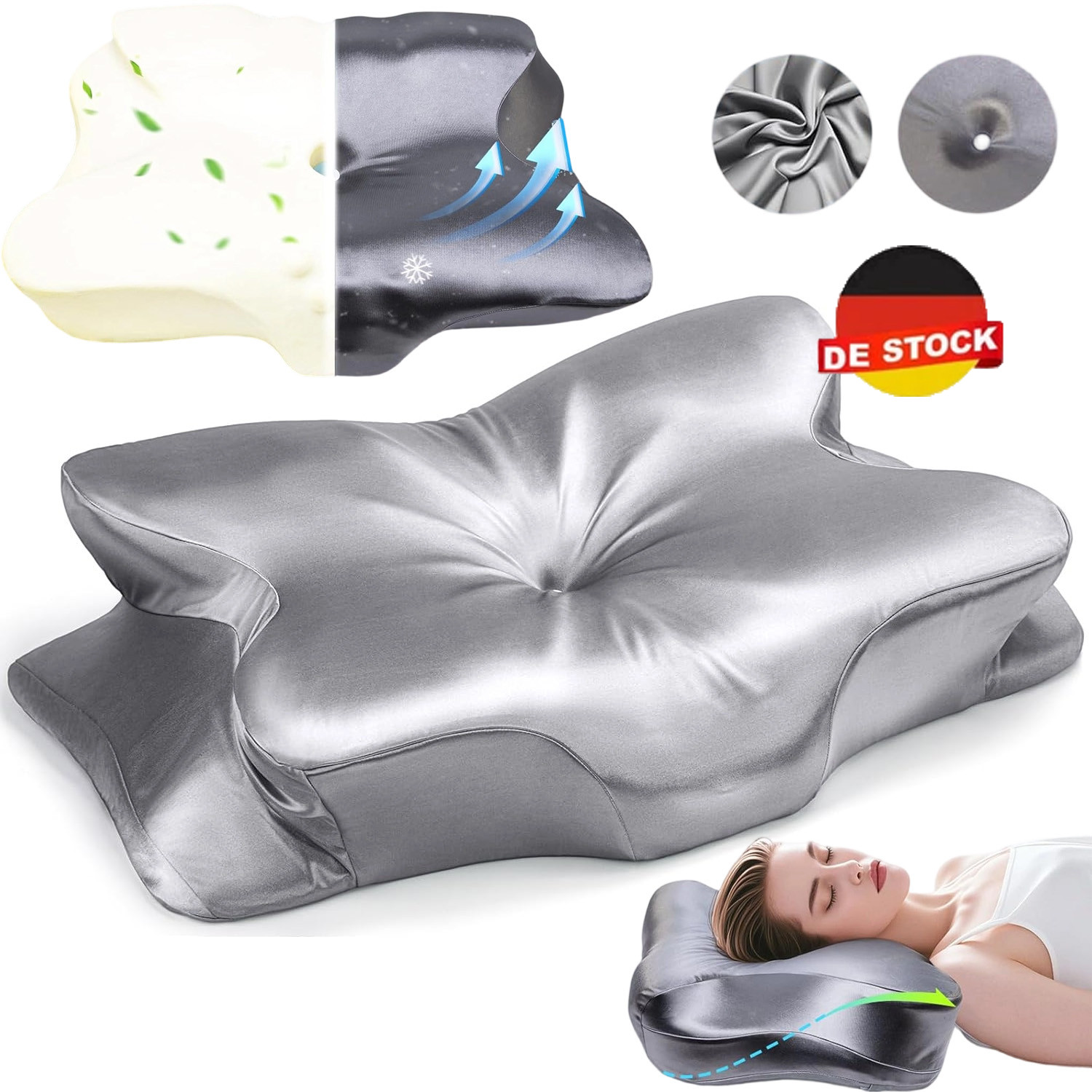 Nackenstützkissen Kopfkissen für Seiten, Rücken & Bauchschläfer Seitenschläfer