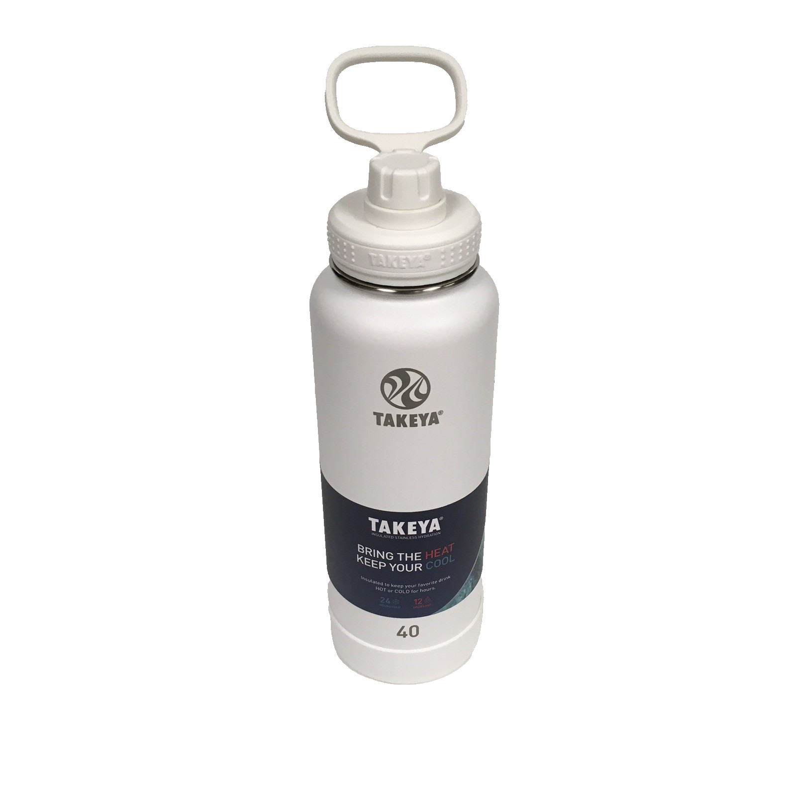 Takeya 40oz Actives Insulated Stainless Steel Water Bottle with Spout Lid - Wht