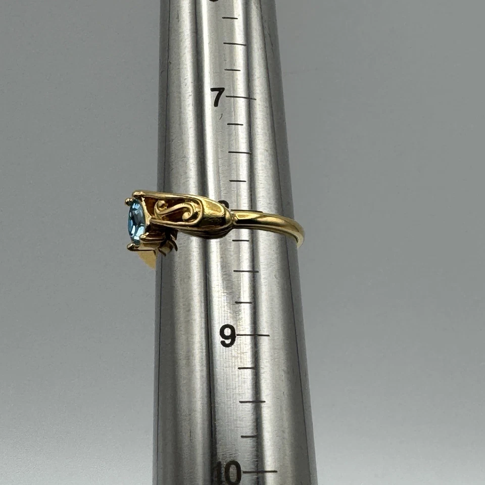 Anillo Avon Tono Oro Lágrima Azul Piedra Preciosa Simulada Talla 8 Estilo Vintage Foto 4 de 4