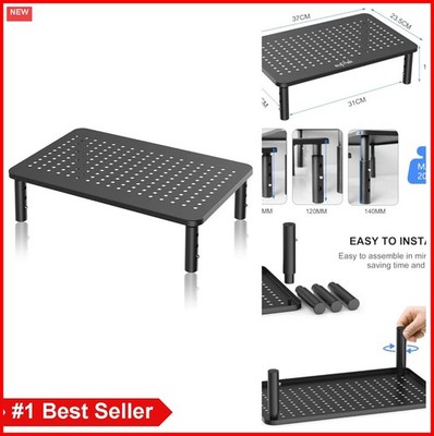 Adjustable Monitor Stand Riser 3 Height Metal Ventilated Platform for Laptop