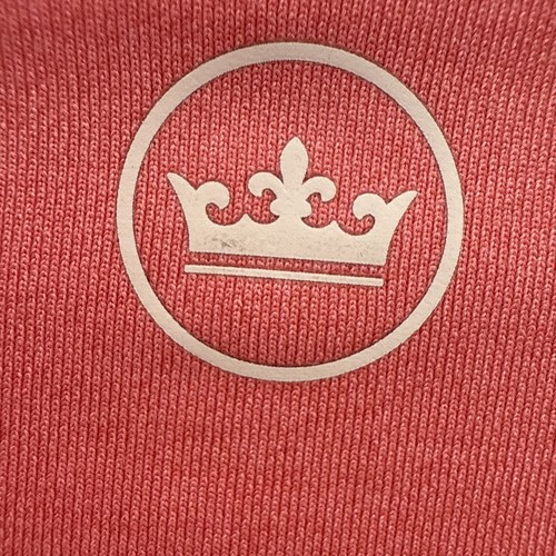 Peter Millar L Quarter-Zip Pullover Gold Shirt coral Large GREAT! Logo 49” Chest - Picture 6 of 8