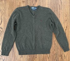 Men  s POLO Ralph Lauren Vintage 100 Lambswool V Neck Sweater Size M