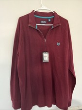 Men  s Chaps Quarter Zip, Pullover Sweater, Brand New , Dark Red, XL, Wreath