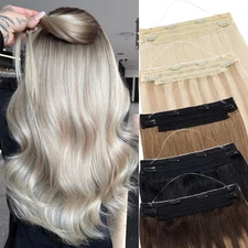 Wire On Clip In 100% Remy Human Hair Extensions Thick One Piece Secret Nano Ring