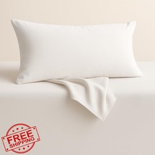 Egyptian Cotton Toddler Pillowcases 14x20, 600 TC, 2 Pcs White Zipper Cover