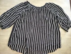 Violet & Claire womens Plus size 1X black white stripe Top shirt work wear WOW!