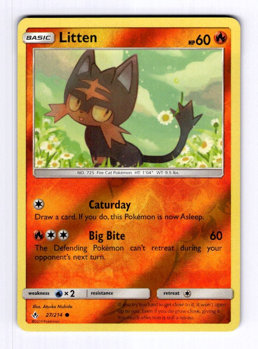 Litten (27) SM - Unbroken Bonds #27 (2019) Common Reverse Holo NM Pokemon