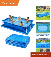 Thick 2.4m x 3.4m Blue Pool Mat Cover - Waterproof Nonslip Floor Protector