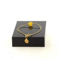 Armband Stahl Golden Edelstahl 1 Perle Achat Gelb 8 Mm. Made In Frankreich