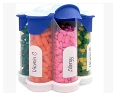 Extra Large Blossom Weekly Pill Organizer Holds 7 Vitamins  in 1 Pill Box, Easy 