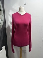 UNIQLO Pink V Neck Jumper Women’s Small Y2K Minimal Knit Sweater Soft Girl Indie