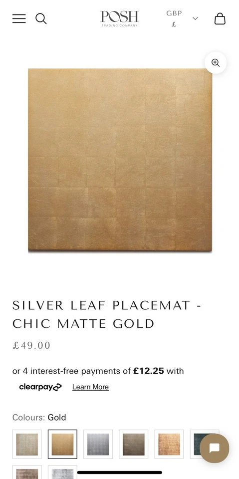 TISCHSET BLATTSILBER QUADRATISCH - SCHICK MATT GOLD - Bild 2 von 4