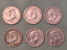 6 x 5 marek srebrne monety z Prus