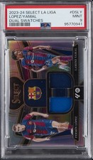 2023-24 PANINI SELECT LA LIGA DUAL SWATCHES FERMIN LOPEZ/LAMINE YAMAL PSA 9