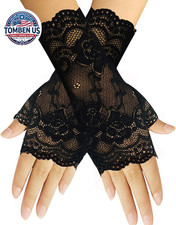 Women Short Lace Gloves Sunblock Fingerless Bridal Wrist Gloves Opera Evening We