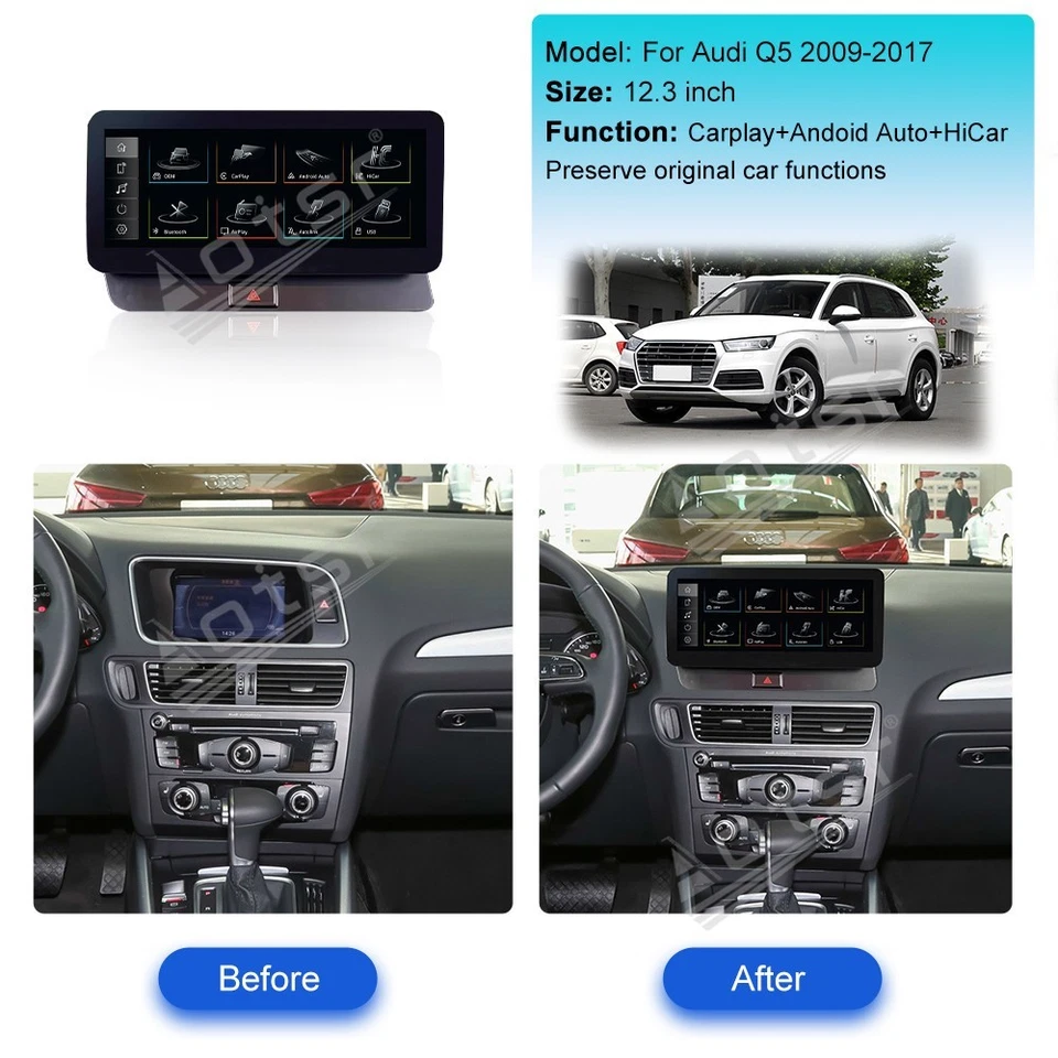 12.3 inch Linux CarPlay Auto for Audi Q5 2009-2017 Car Radio - Image 4 of 4