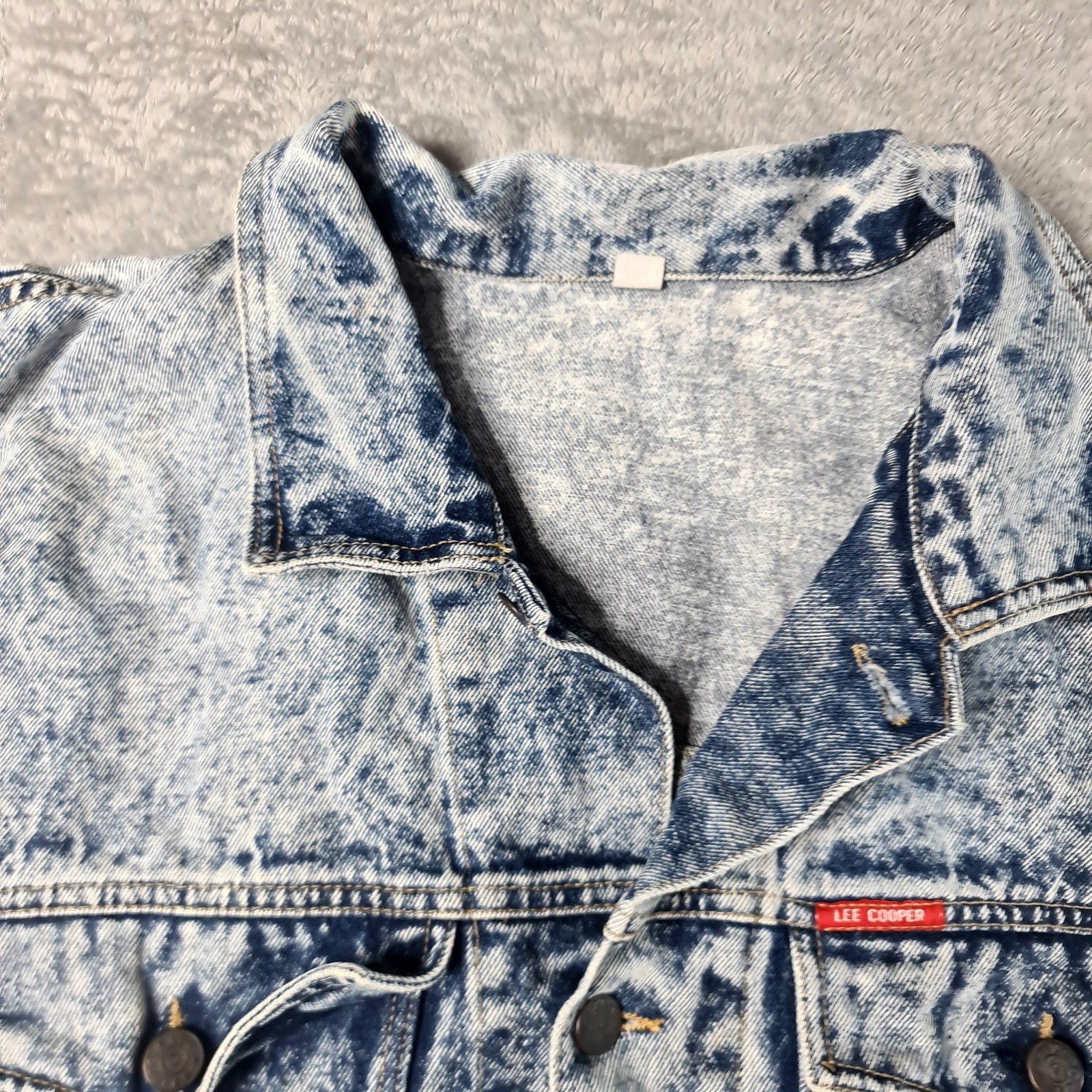 Lee Cooper Size 42 Mens Acid Wash Button Up Collared Denim Jacket - Vintage 80's image 6