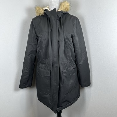 Levi's Water Resistant Parka with Sherpa and Faux Fur Hood Black Large