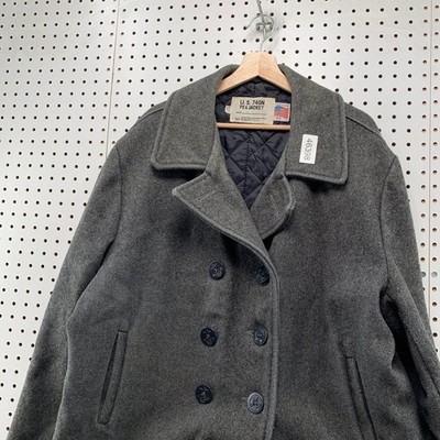 Vintage Schott Wool Peacoat Mens Size 46 Gray US 740N Double