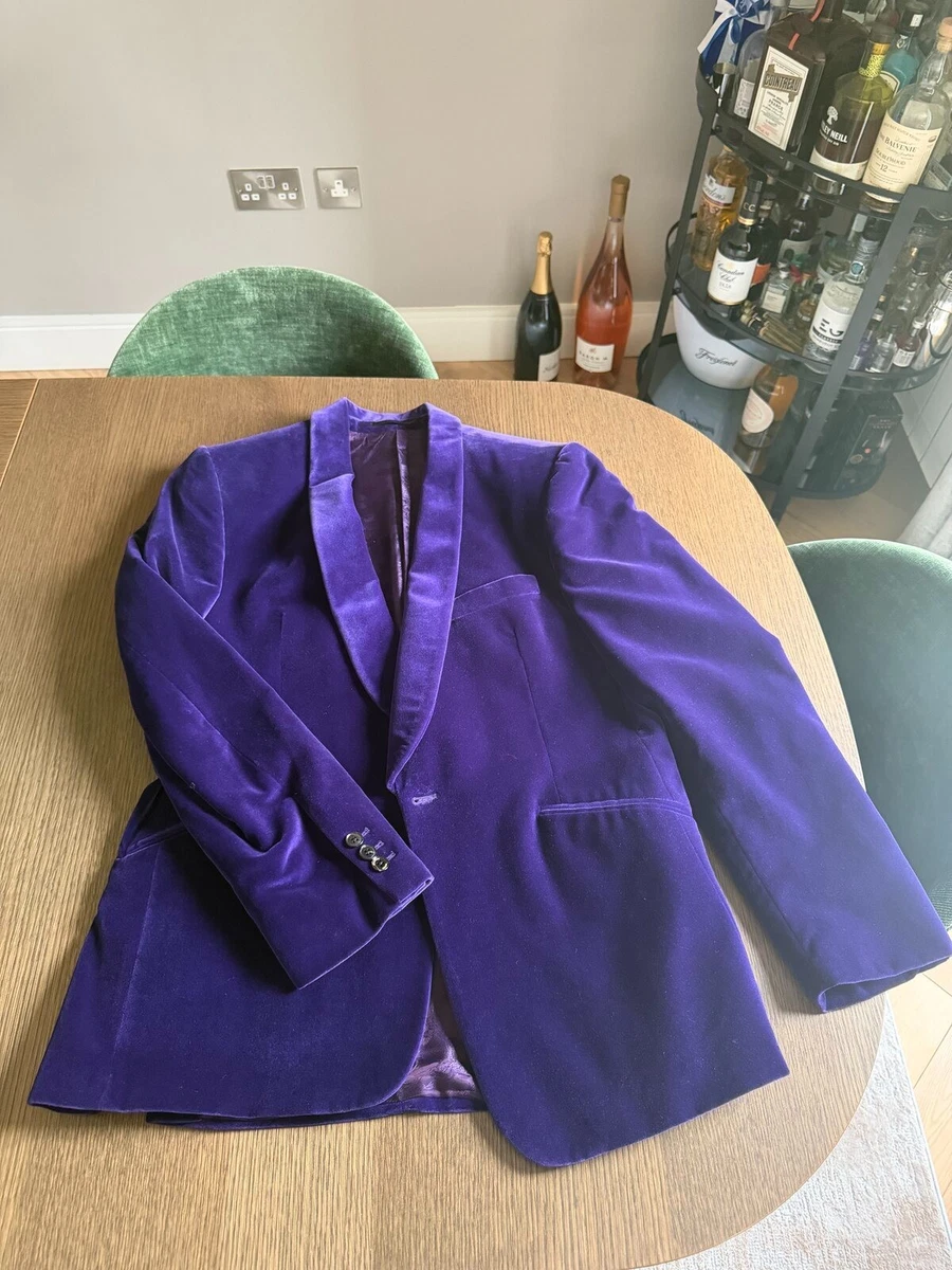 Duchamp London Purple Velvet Shawl Collar Dinner Jacket Mens 40 Tailored Fit