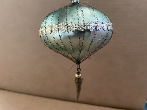 Vintage MERCURY GLASS Christmas Ornament w/ Metal Tinsel decoration Hand Made #2 - Picture 13 of 14