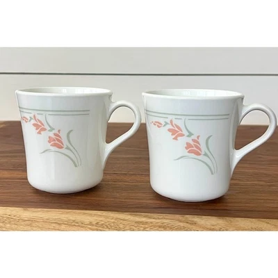 Set of 2 Corelle by Corning Mugs in the "Peach Garland" Pattern - image 1 of 4