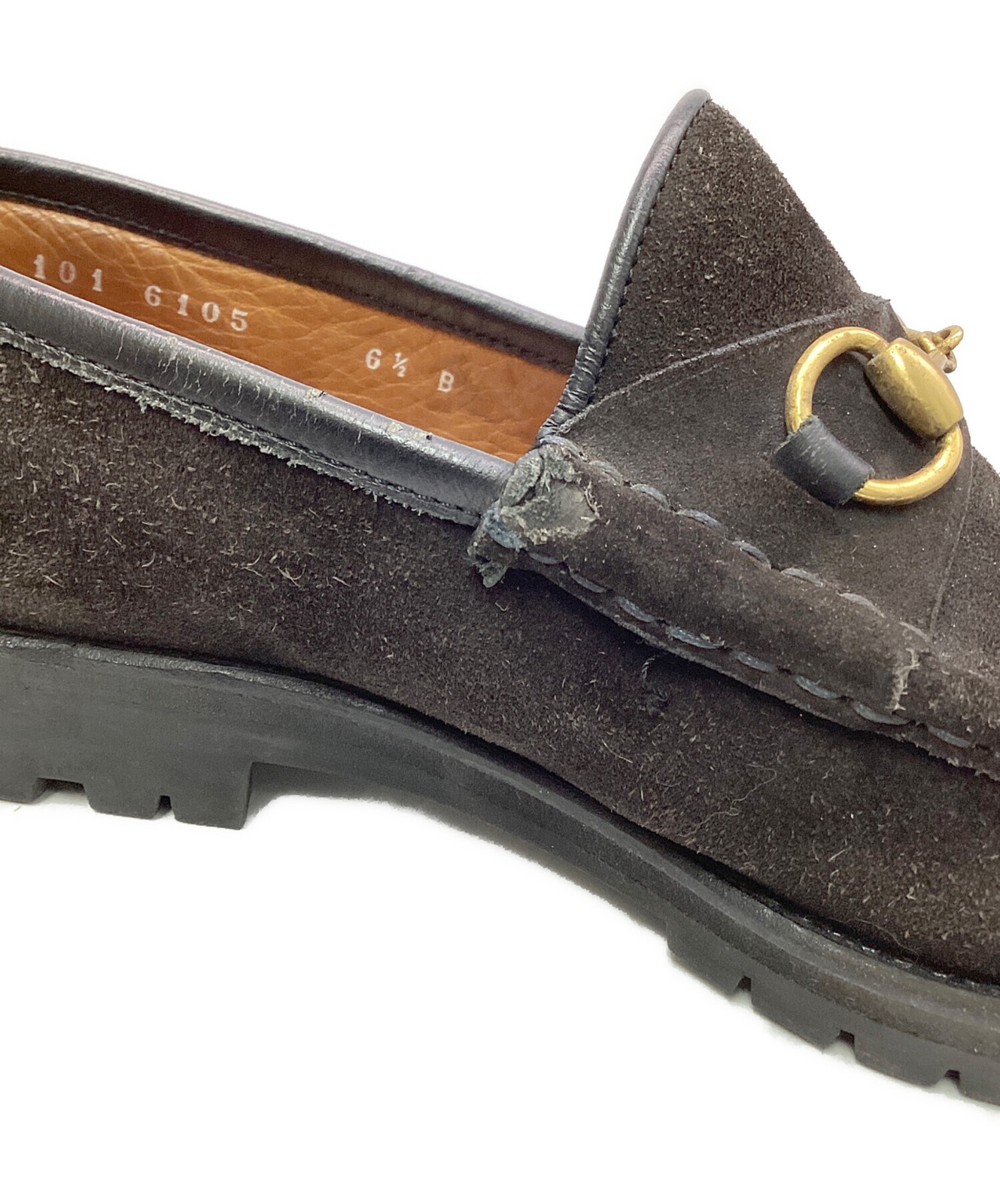 GUCCI Women's Loafers Horsebit Suede Black Size:6.5/JP:24.5 135312K Authentic thumbnail 11