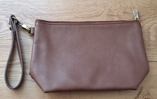 Thirty One Brown Tapered Zippered Pouch With Thirty One Strap