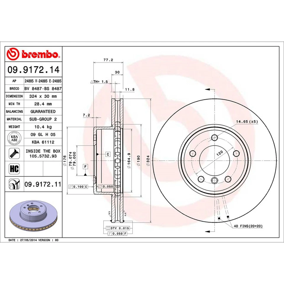 Juego de pastillas de freno de disco delanteras traseras Brembo rotor de freno de disco para BMW 525i 2004-2006 Foto 3 de 4