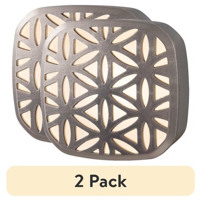 LED Night Light Flower Design Light Sensing Satin Nickel 2 Inch 0.75 Inch 2 Pack