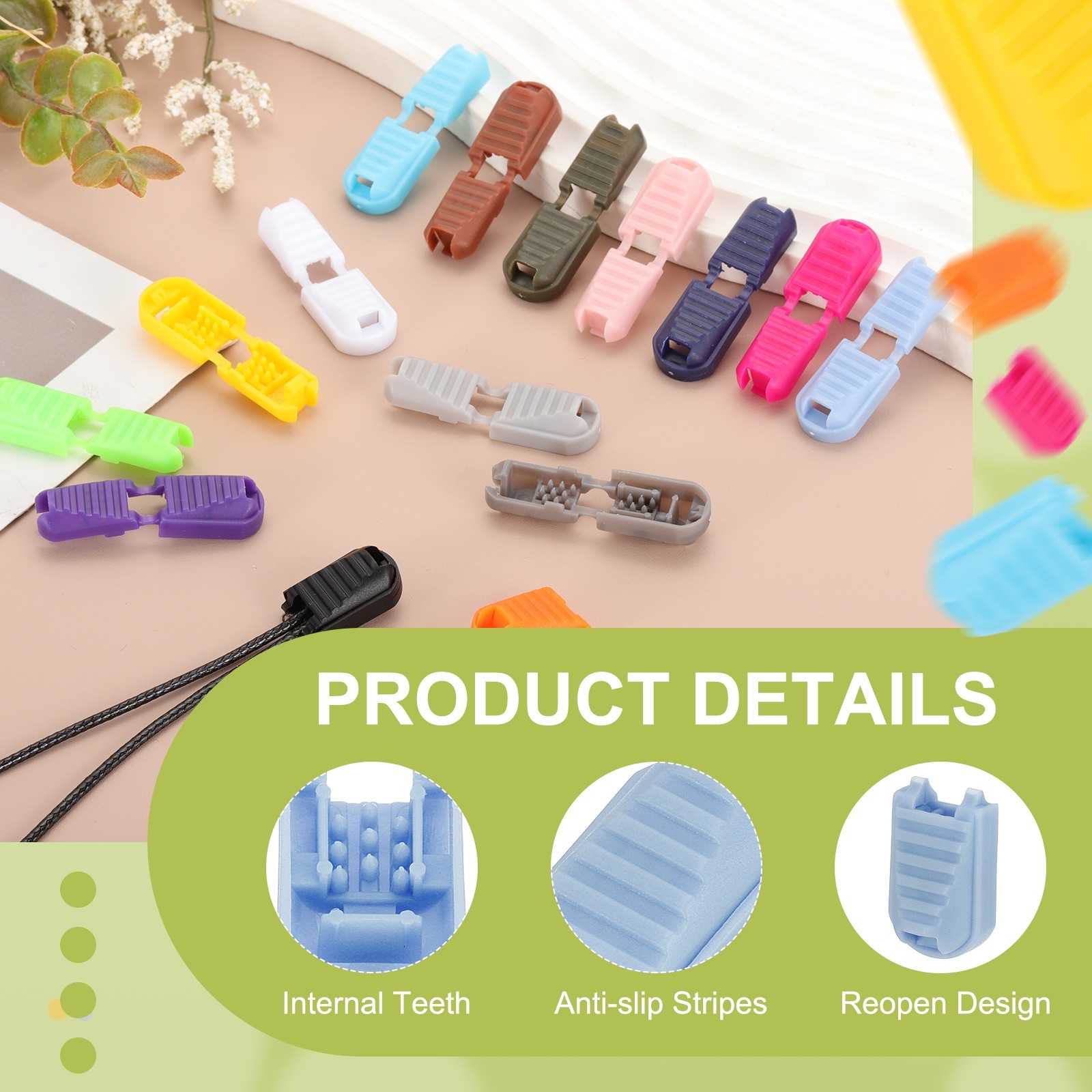 Zipper Pull Tabs Cord End Tips Shoelace End Clips - (30 Pack, Light Blue)