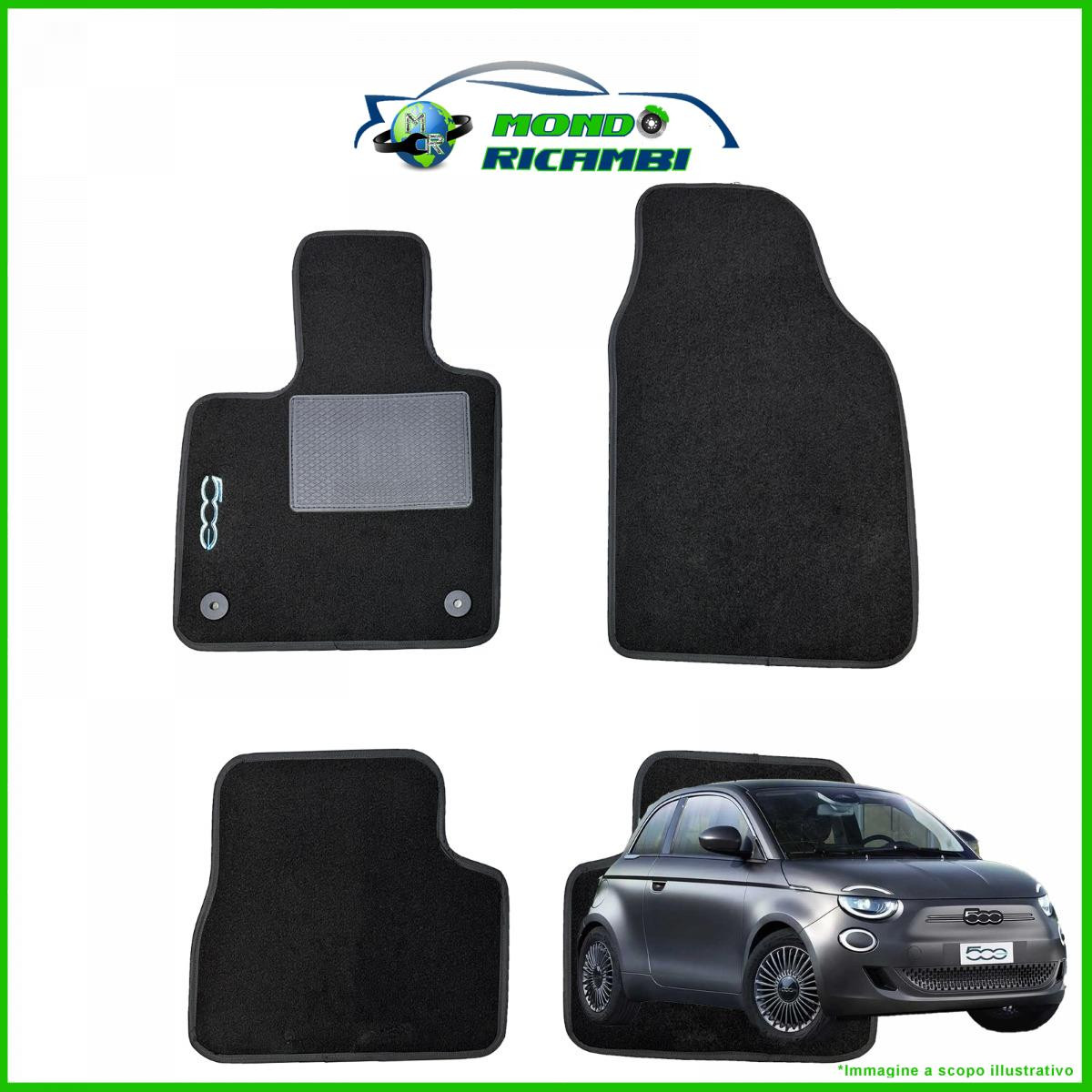 Tappetini Neri per Nuova 500e: Serie 4 Moquette Anti-Sporco